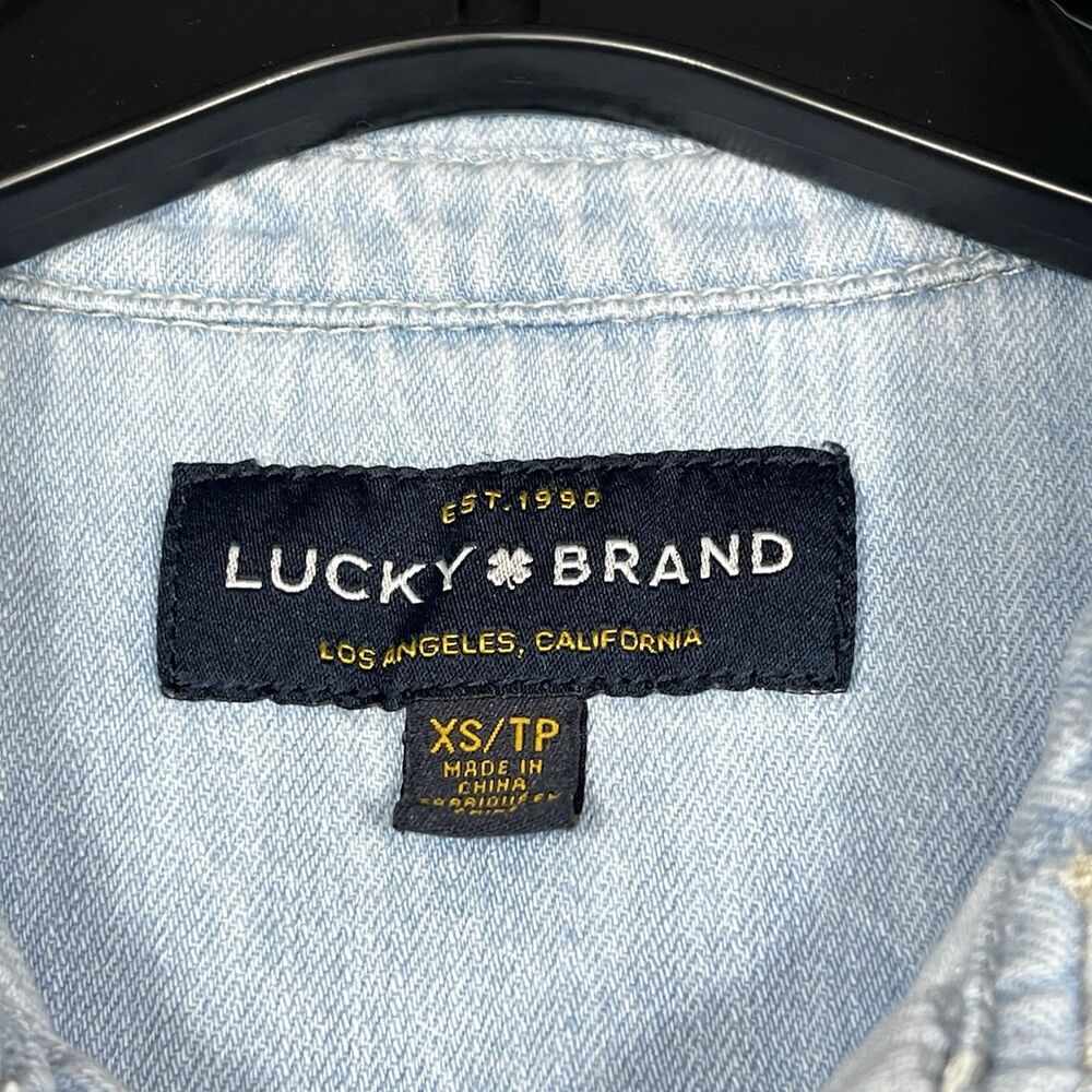 Lucky Brand Shirt Button Down Size XS Blue Utility Military Minimalist Neutral - Picture 9 of 14